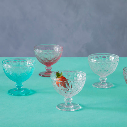 Fleur Set Of Two Blue Glass Sundae Dishes