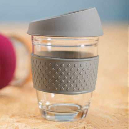 Mimo Glass Mug With Grey Silicone Band Lid