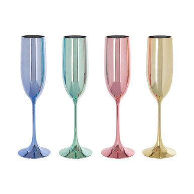 Mimo Set Of 4 Multicolour Champagne Glasses