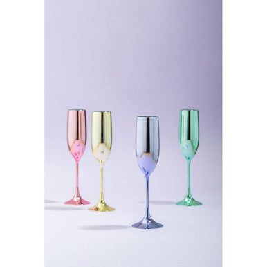Mimo Set Of 4 Multicolour Champagne Glasses