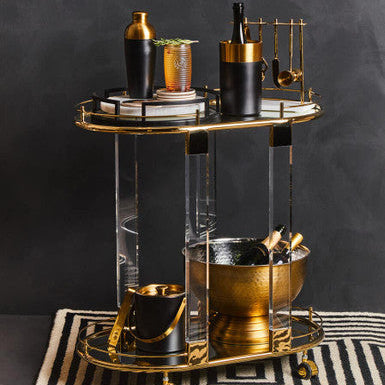 Dayla Set Of Four Gold Ribbed Glass Tumblers