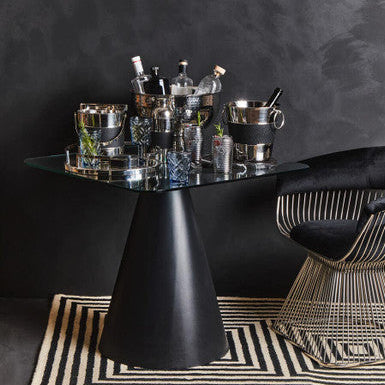 Dayla Set Of Four Grey Ribbed Glass Tumblers