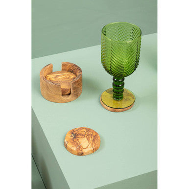 Fleur Set Of Four Green Wine Glasses