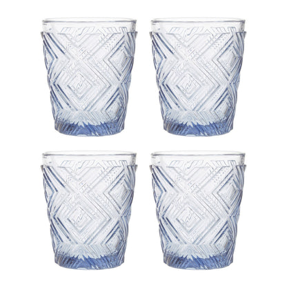 Fleur Set Of Four Embossed Blue Tumblers
