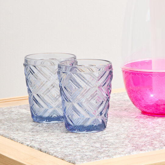 Fleur Set Of Four Embossed Blue Tumblers