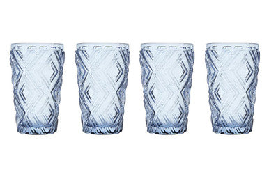 Fleur Set Of Four Blue Highball Glasses