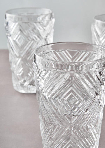 Fleur Set Of Four Clear Highball Glasses