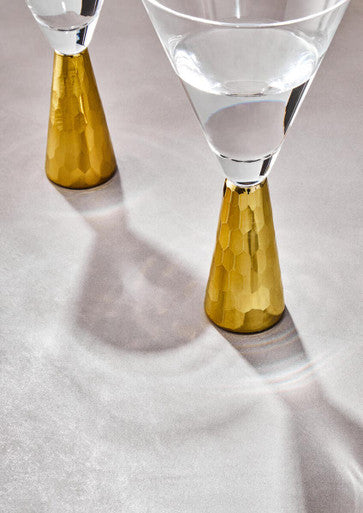 Set Of Two Astrid Wine Glasses With Gold Finish Stem