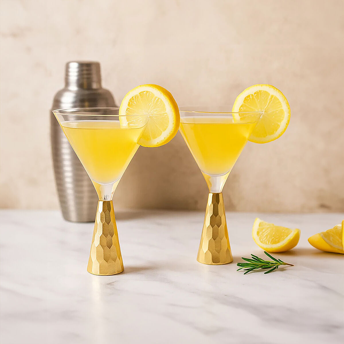 Set Of Two Astrid Wine Glasses With Gold Finish Stem