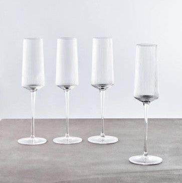 Eldon Set Of Four Ribbed Champagne Glasses