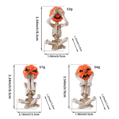 Pumpkin Head Skull Doll Ornaments Home Halloween Layout Props