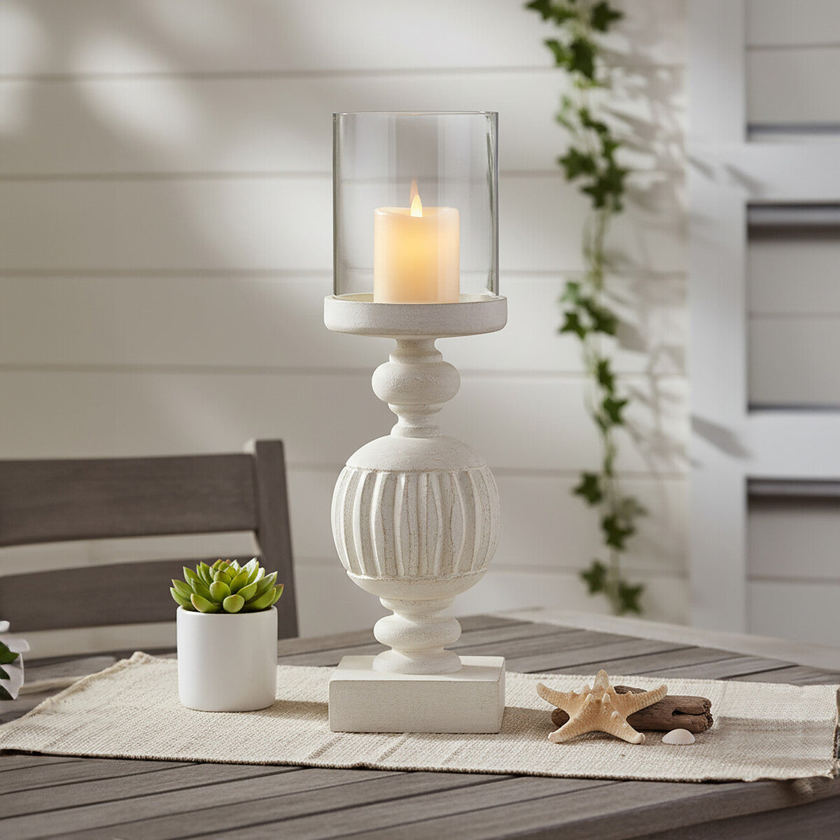 Bati Mango Wood Carved Candle Holder