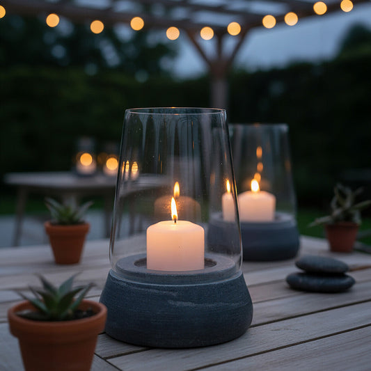 Kira Complements Grey Marble And Glass Candle Holder