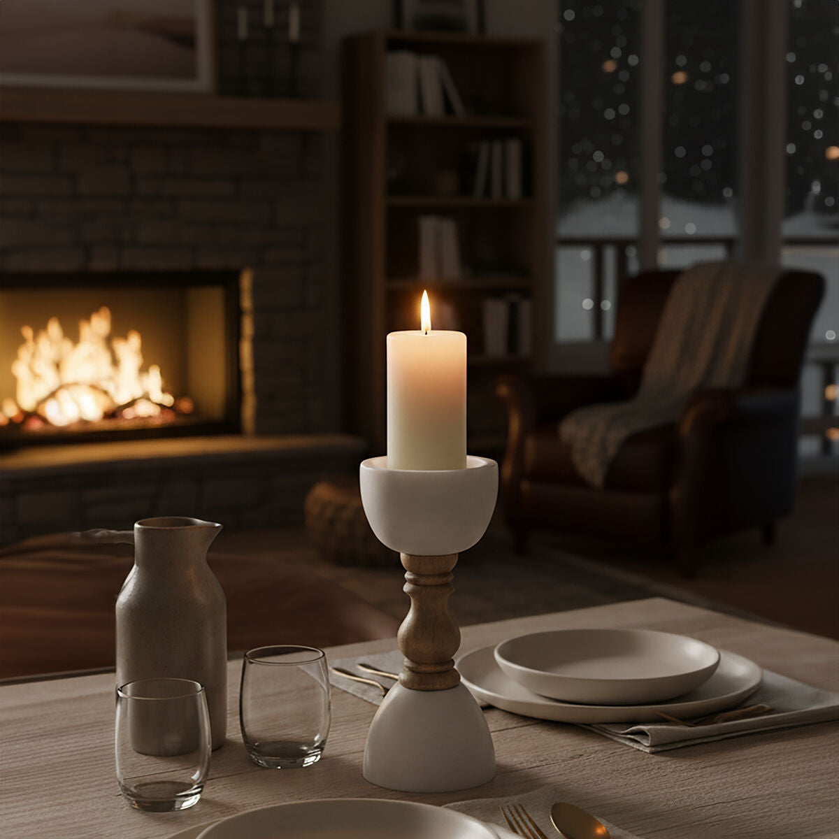 Sena Candle Holder With Decorative Stem