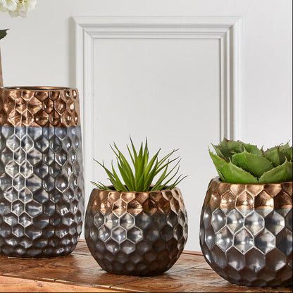 Galaxy Small Ceramic Planter with Metallic Finish
