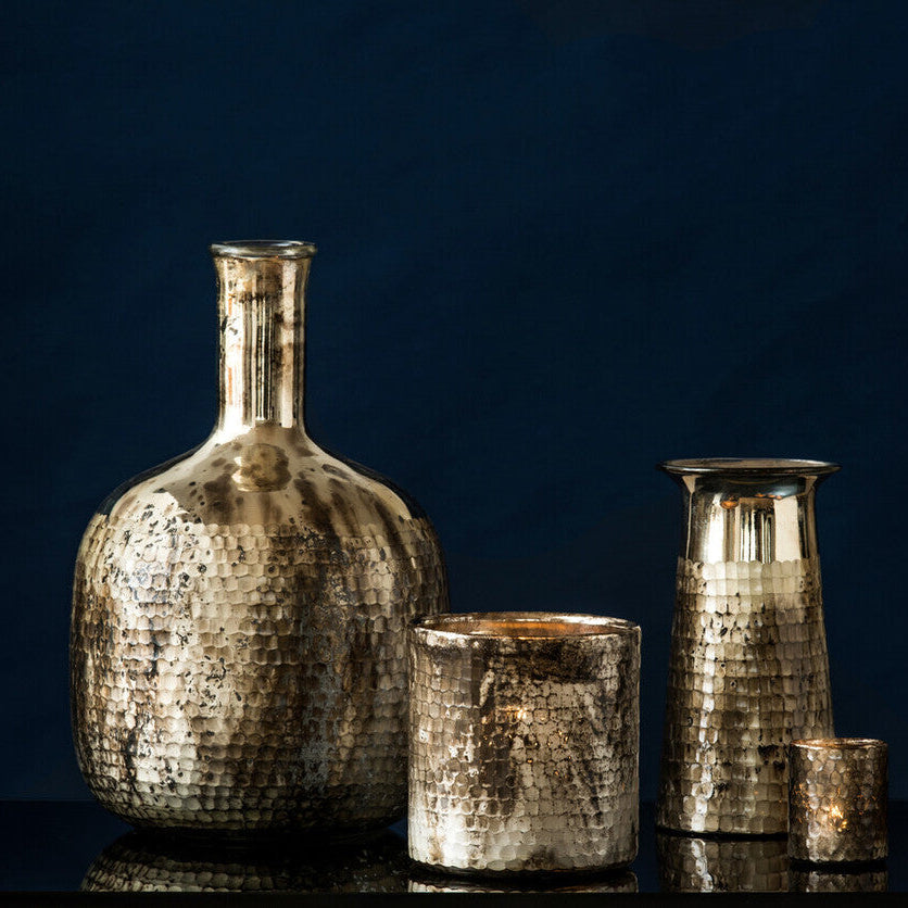 Gaia Antique Metallic Finish Glass Vase