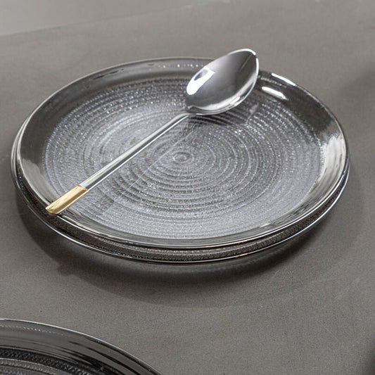 Ida Embossed Glass With Silver Rim Charger Plate