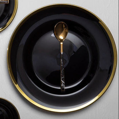 Ida Black Glass Charger Plate with Gold Rim