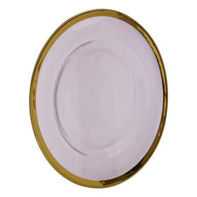 Ida Textured Glass Dinner Plate With Gold Rim