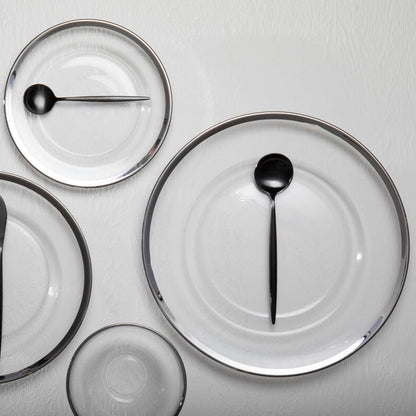Ida Glass Side Plate With Silver Rim