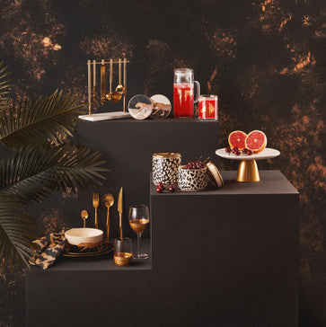Ida Black Glass Dinner Plate with Gold Rim
