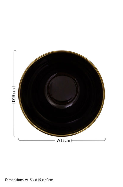 Ida Black Glass Bowl with Gold Rim