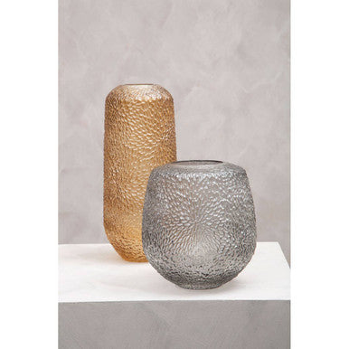 Colbie Large Embossed Amber Glass Vase