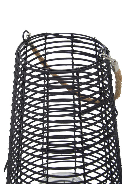 Lentigo Large Black Rattan Lantern