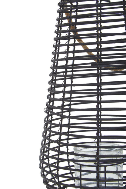 Lentigo Large Black Rattan Lantern