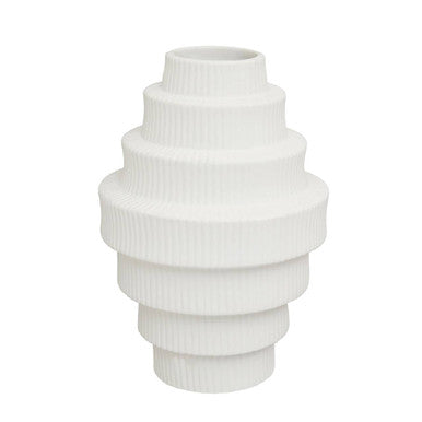 Fabia White Large Step Design Vase