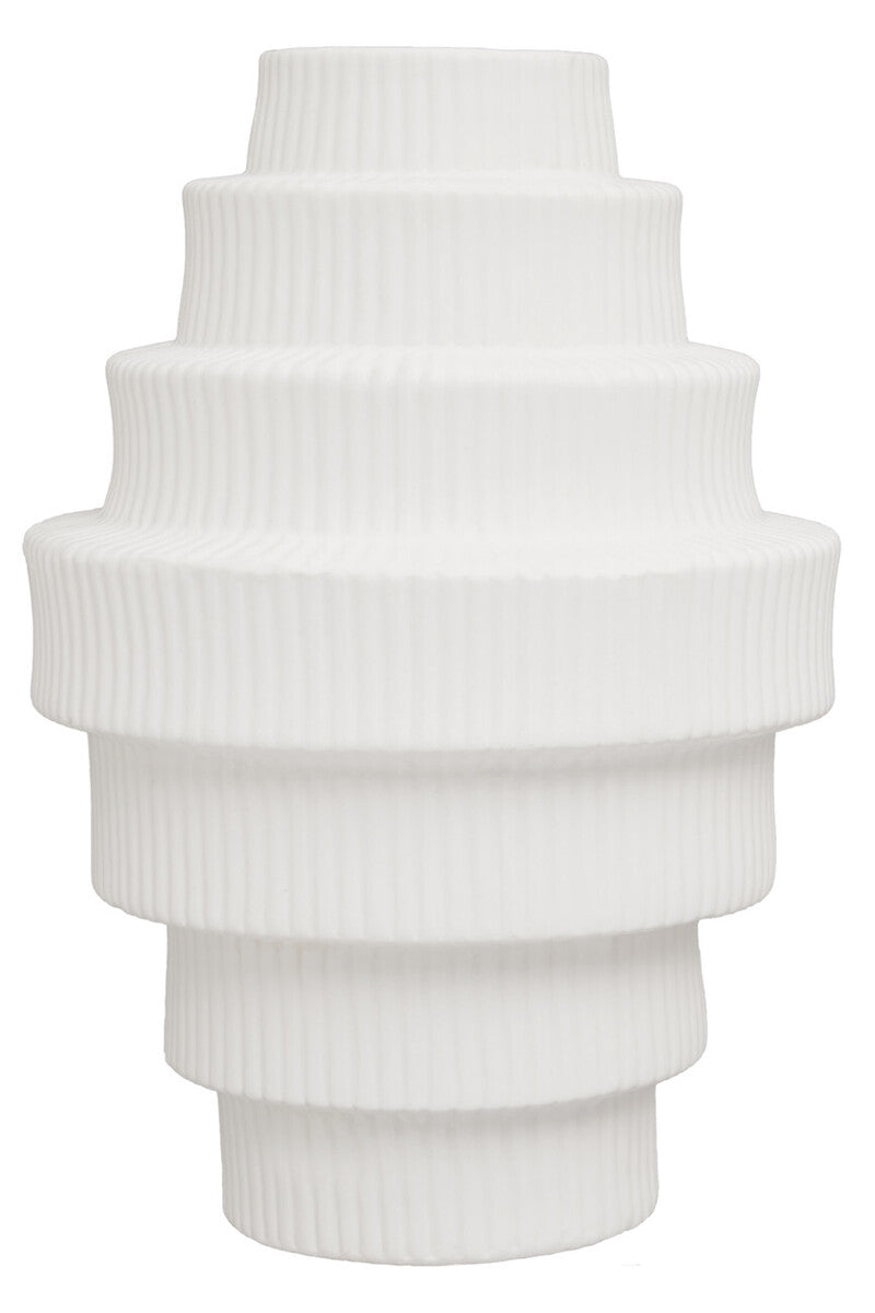 Fabia White Large Step Design Vase