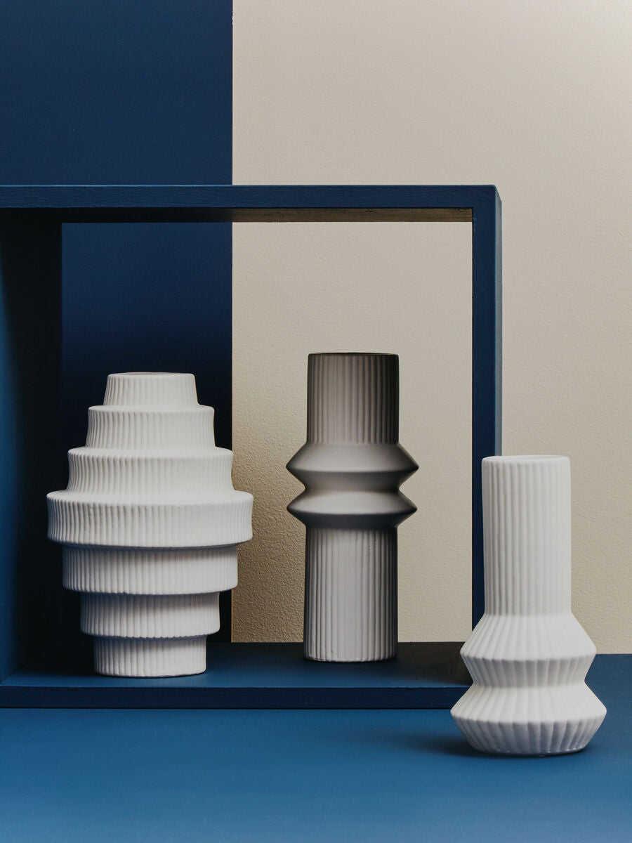 Fabia White Large Step Design Vase