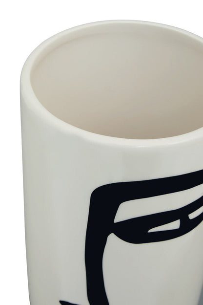 Viso Large Black And White Face Vase