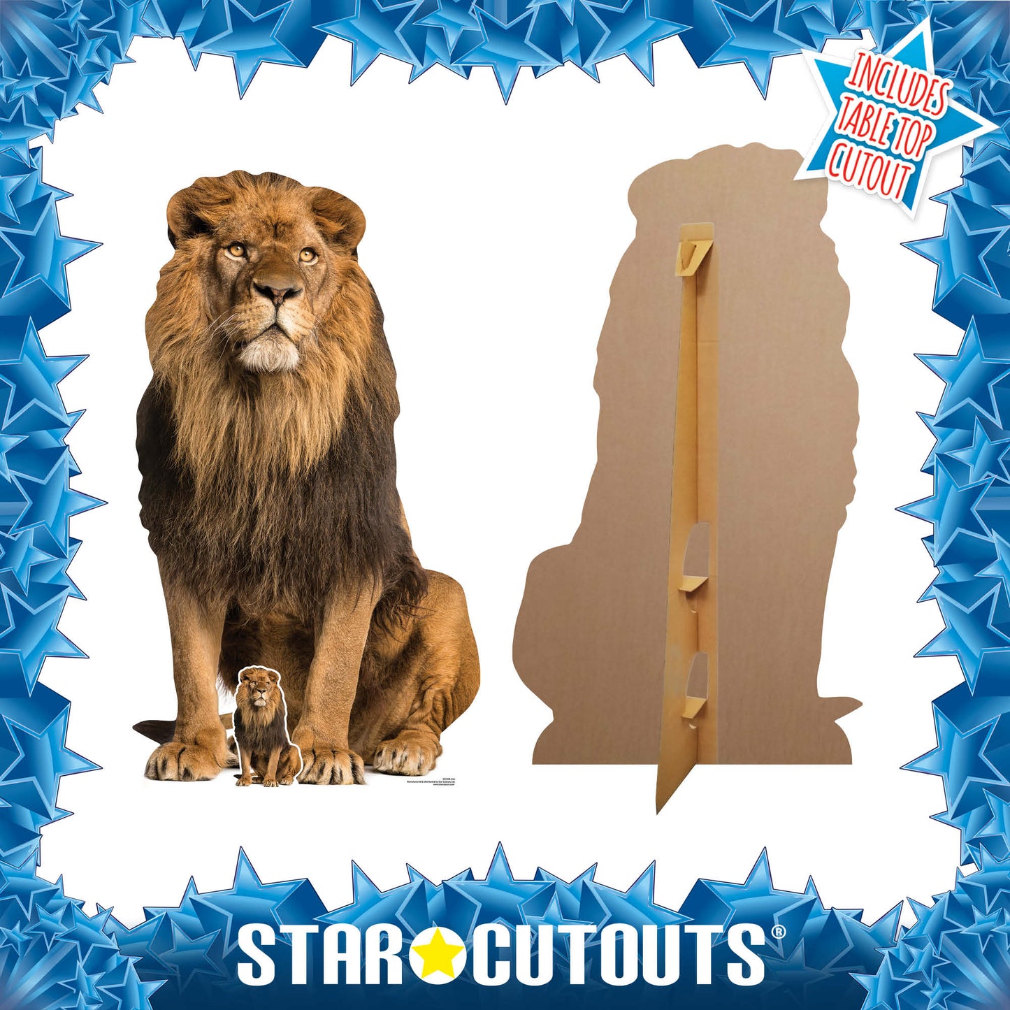 SC1438 Adult Male Lion Sitting Cardboard Cut Out Height 155cm
