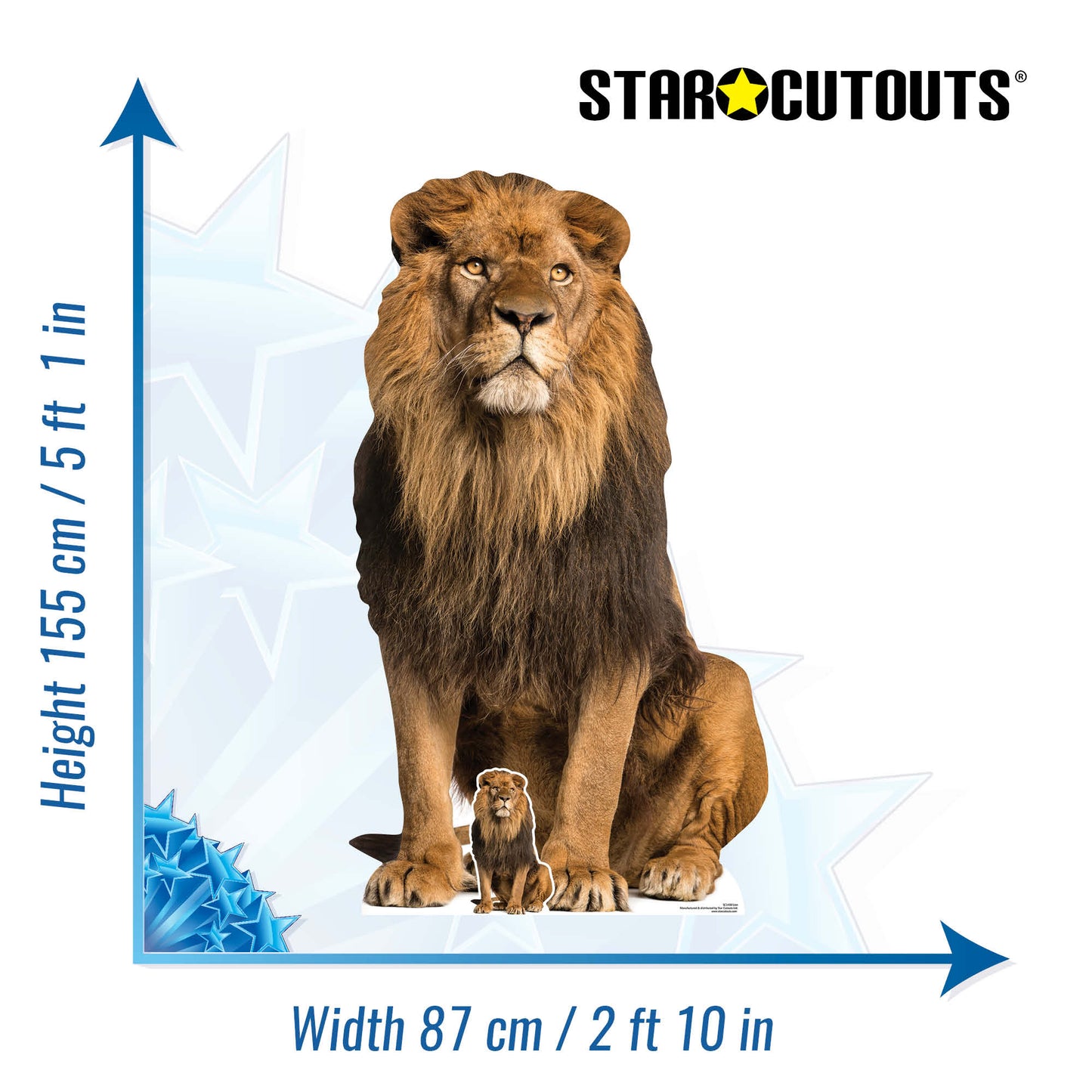 SC1438 Adult Male Lion Sitting Cardboard Cut Out Height 155cm