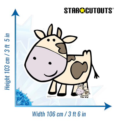 SC1442 Cute Cow Farmyard Animal Cardboard Cut Out Height 103cm