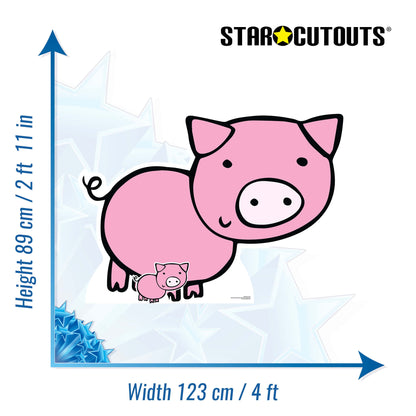SC1444 Cute Pig Farmyard Animal Cardboard Cut Out Height 89cm