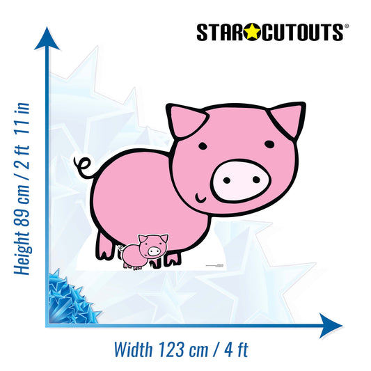 SC1444 Cute Pig Farmyard Animal Cardboard Cut Out Height 89cm