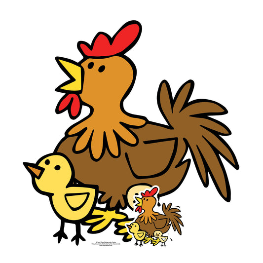 SC1447 Cute Chicken with Chicks Farmyard Animal Cardboard Cut Out Height 73cm