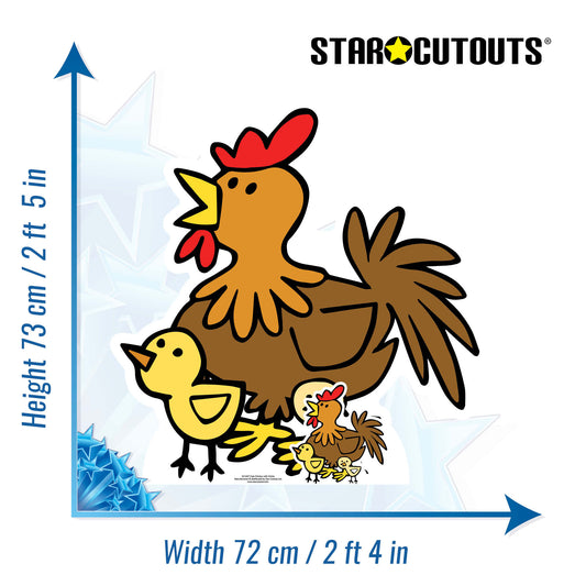 SC1447 Cute Chicken with Chicks Farmyard Animal Cardboard Cut Out Height 73cm
