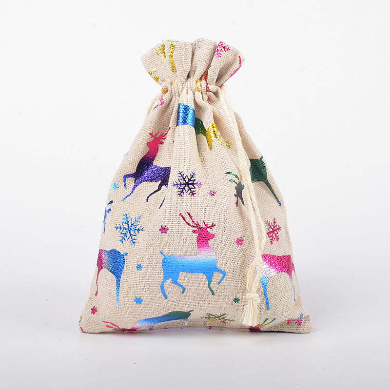 Snowflake Elk Candy Cotton Linen Packaging Bag