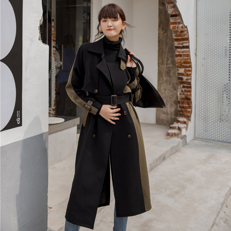 Women's mid-length lace-up trench coat