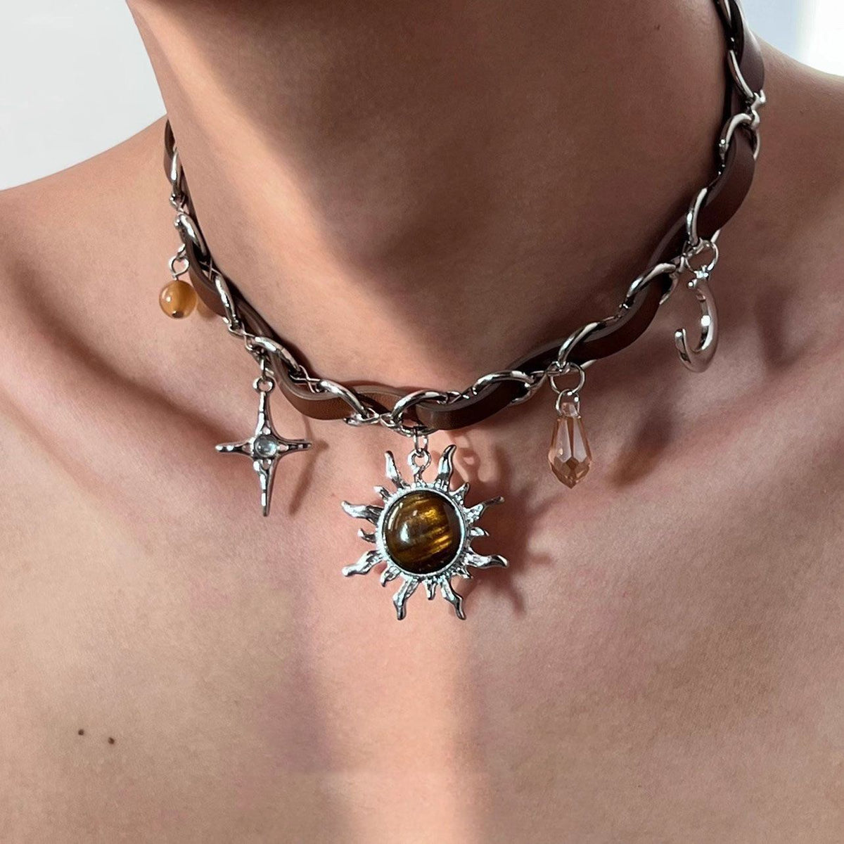Punk Love Wrapped Rivet Metal Leather Collar