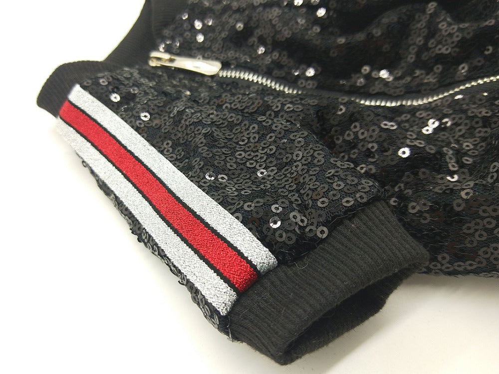 Versatile patchwork Sequin jacket Teddy