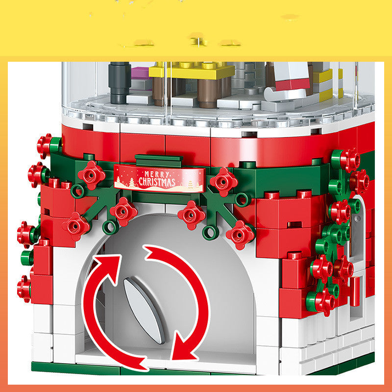 LED Light Christmas Building Blocks Santa Claus Spin Music Box Creator Bricks Christmas Gift