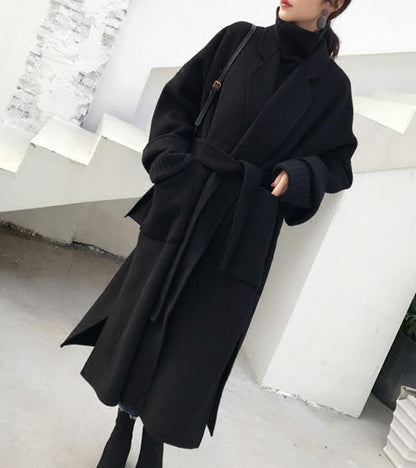 Winter new women's mid-length maple leaf red woolen coat
