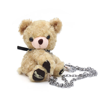 Creative Teddy Bear Chain Plush One Shoulder Messenger Bag