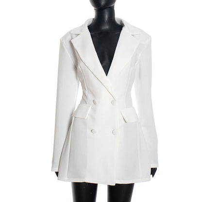 New-style Casual Slim-fit Suit Long-sleeve Bud-shaped Faux-pocket Dress