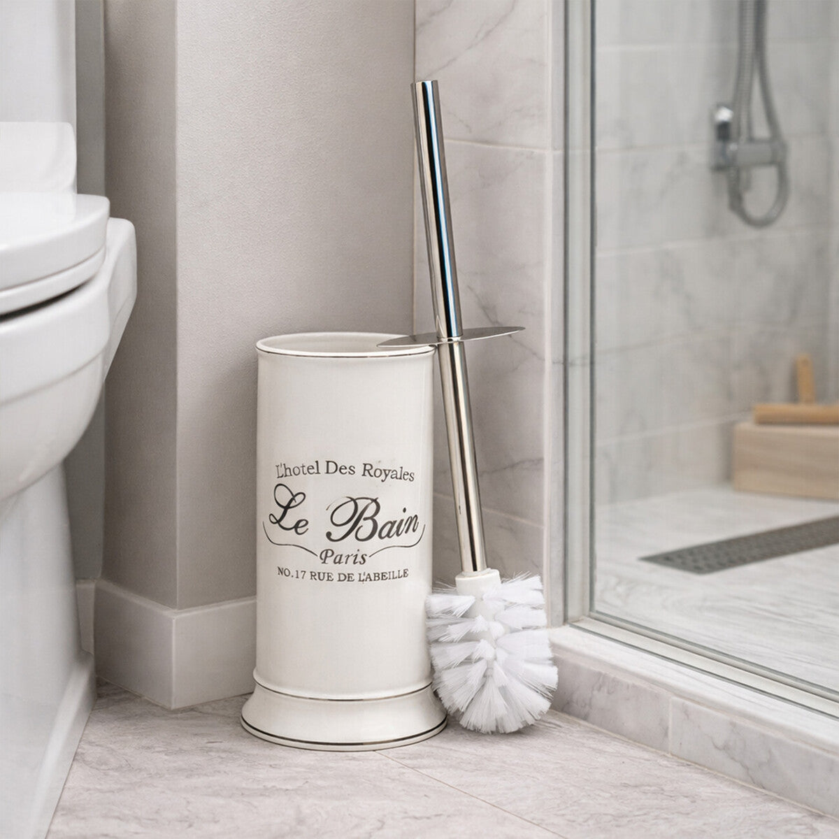 White Toilet Brush with Holder | Le Bain