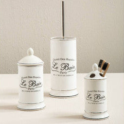 Le Bain White Ceramic Cotton Bud Storage Jar